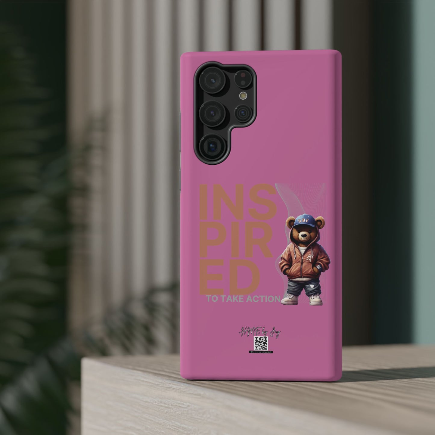 Phone Cases - HME Logo Bear, Inspired to take action light pink