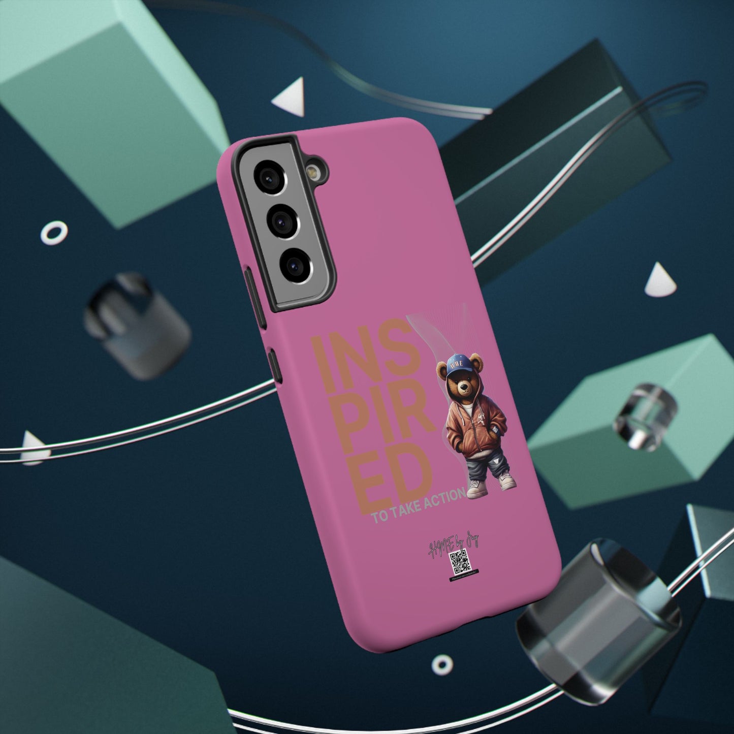 Phone Cases - HME Logo Bear, Inspired to take action light pink