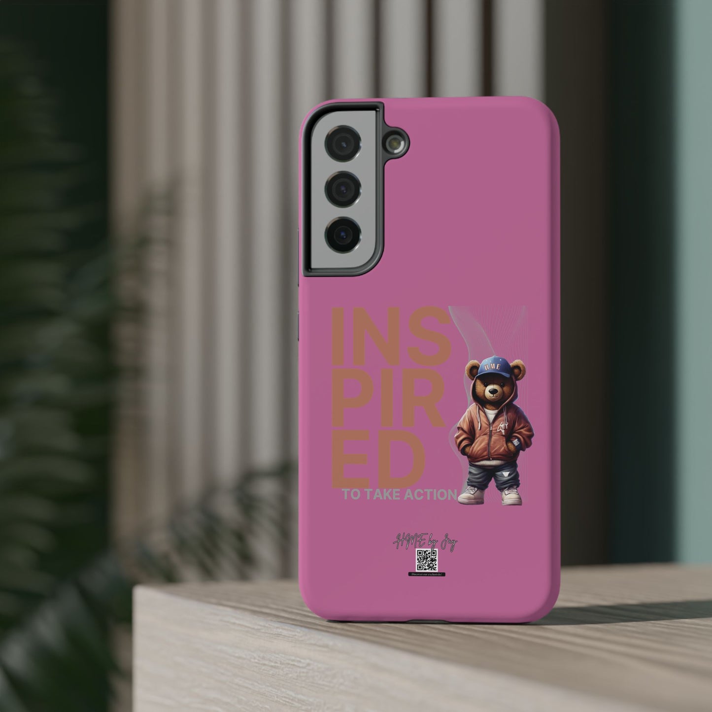 Phone Cases - HME Logo Bear, Inspired to take action light pink