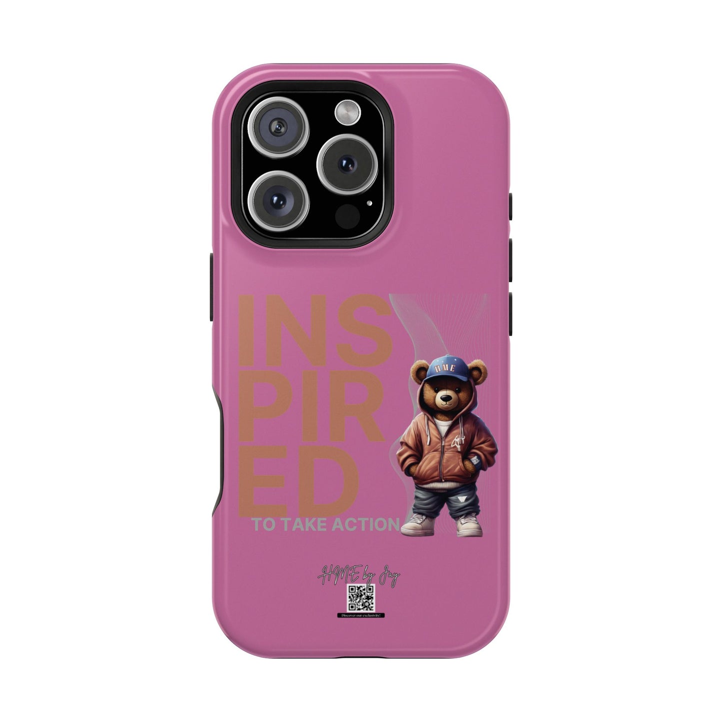 Phone Cases - HME Logo Bear, Inspired to take action light pink