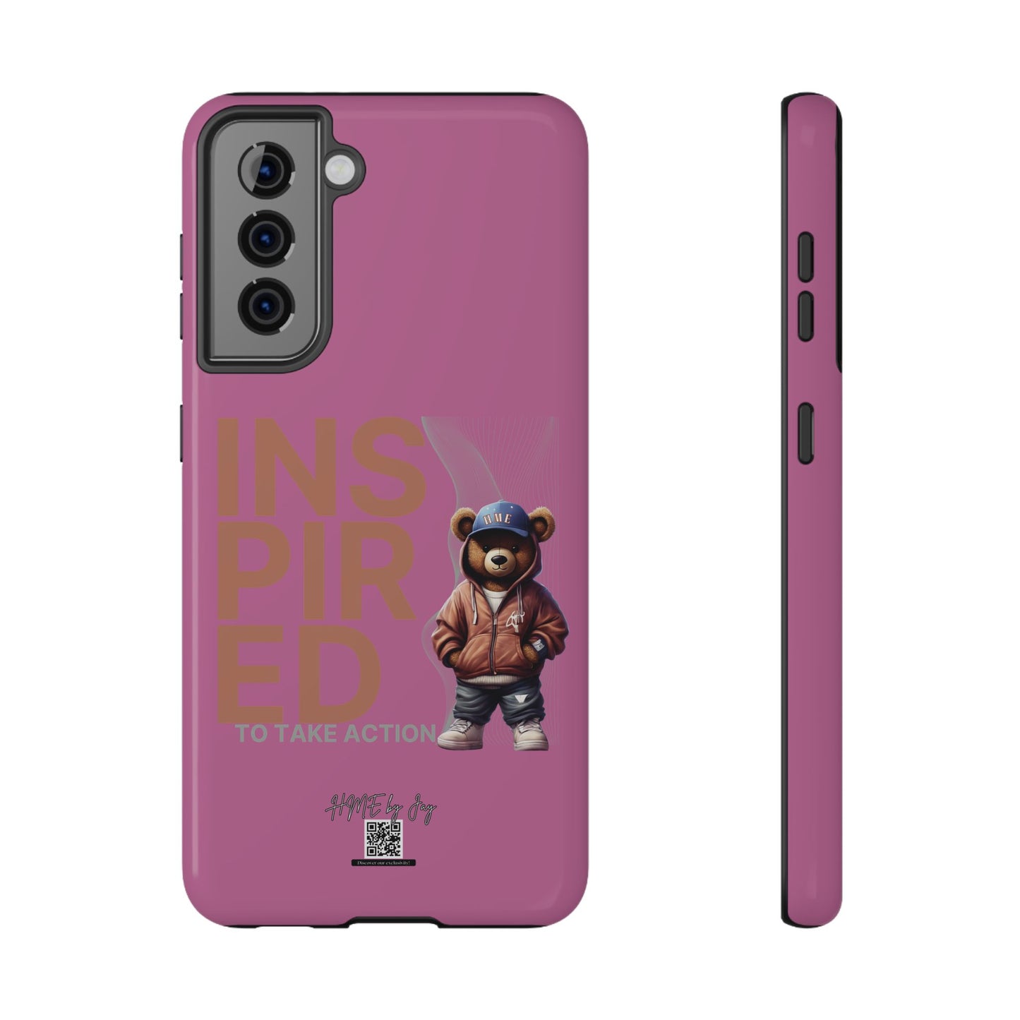 Phone Cases - HME Logo Bear, Inspired to take action light pink