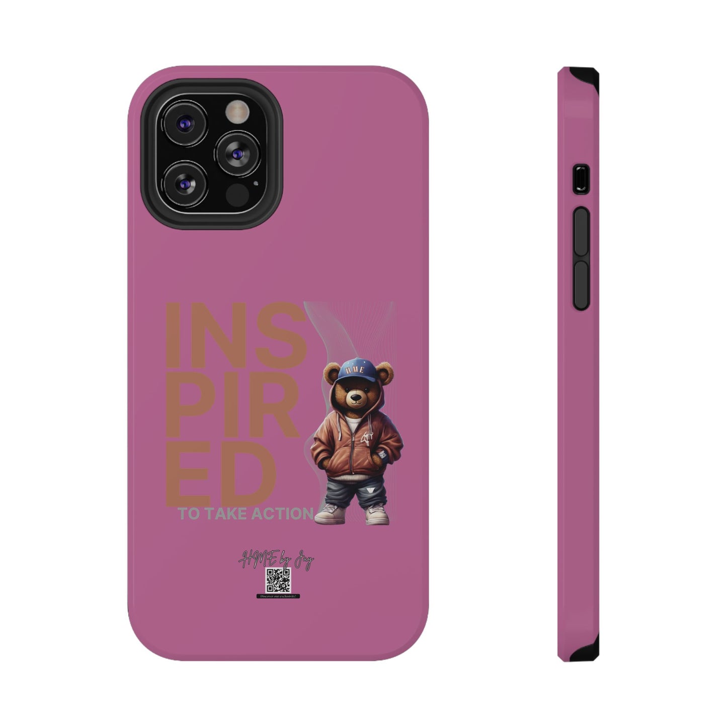 Phone Cases - HME Logo Bear, Inspired to take action light pink