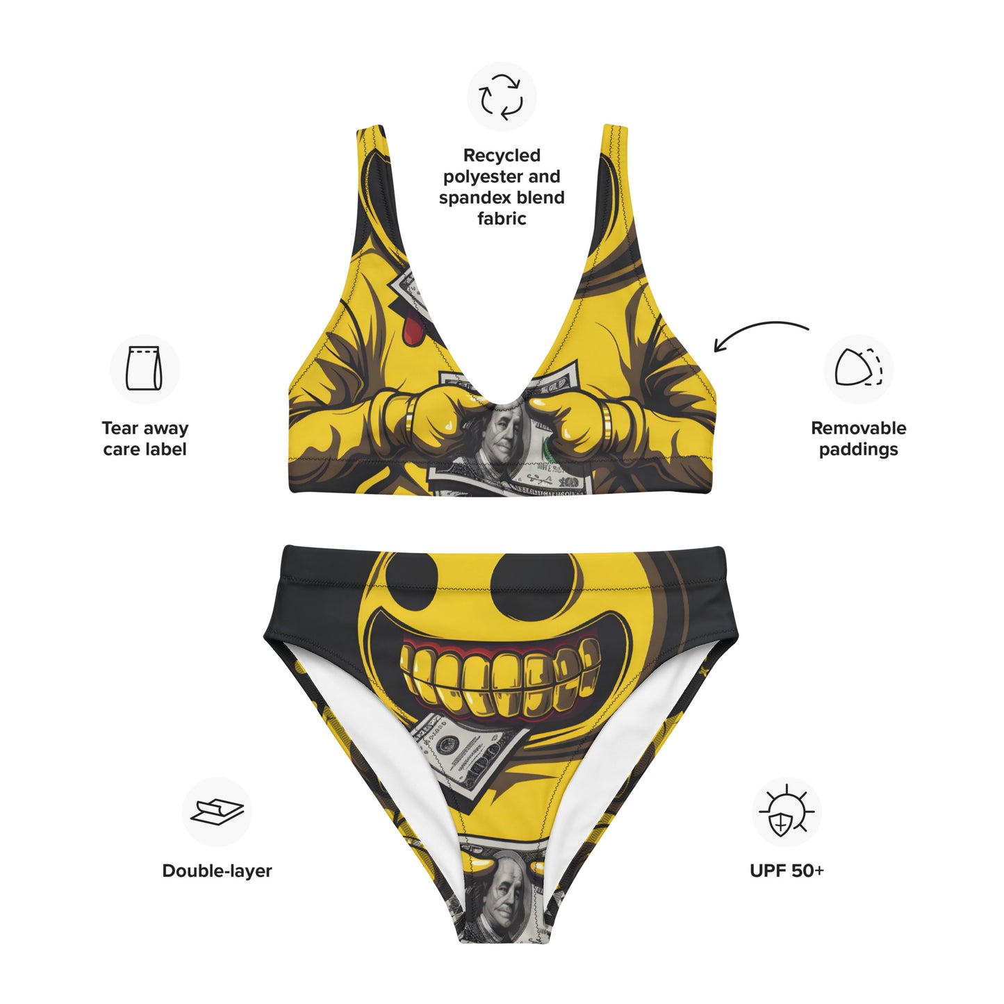 Da Pacmane Collection Recycled high-waisted bikini