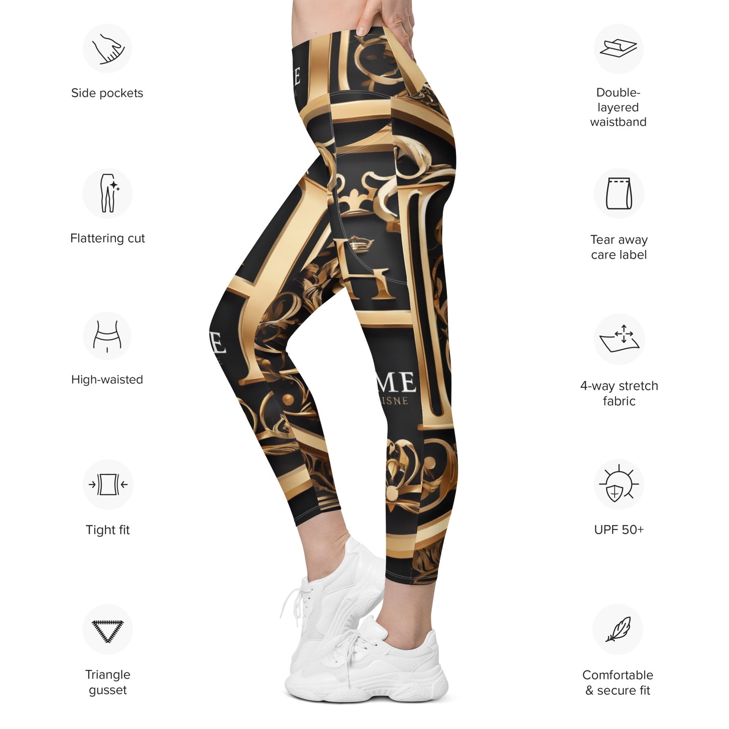 The Lou Collection Leggings with pockets (White Logo)