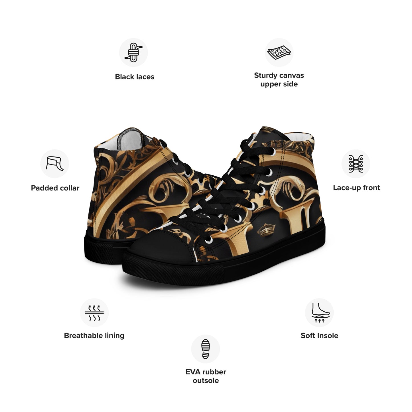 The Lou Collection Men’s high top canvas shoes (White Logo)