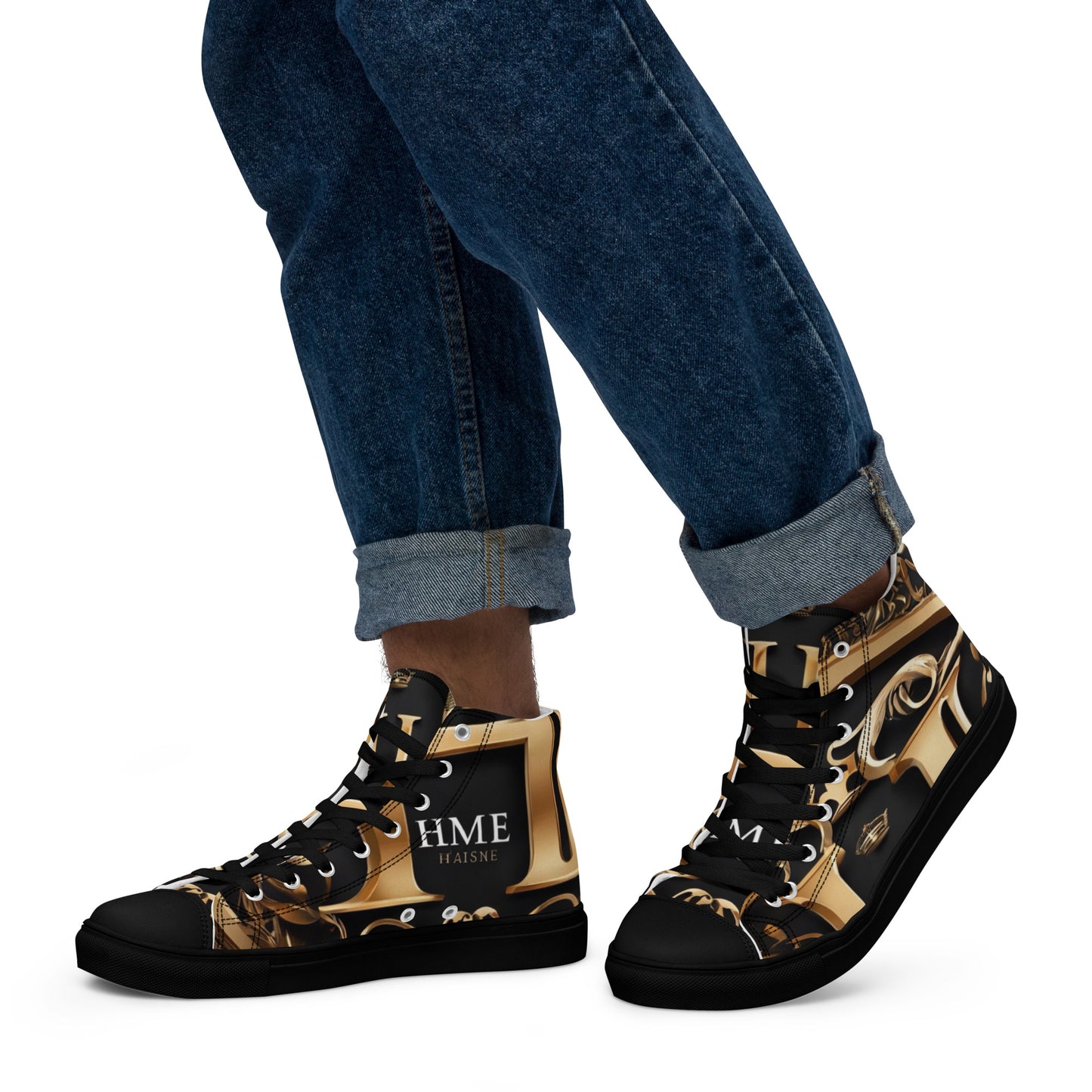 The Lou Collection Men’s high top canvas shoes (White Logo)