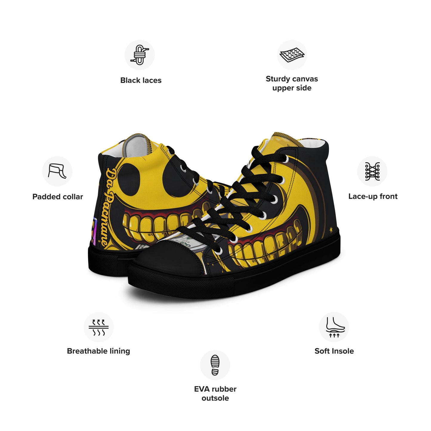 Da Pacmane Collection Men’s high top canvas shoes
