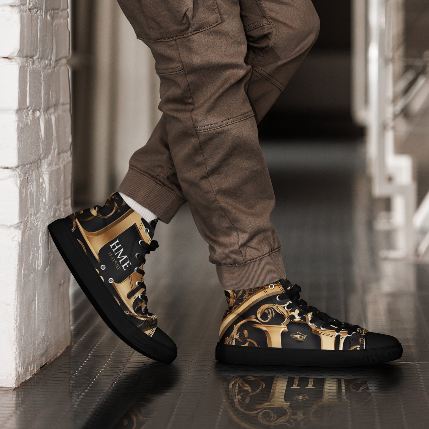 The Lou Collection Men’s high top canvas shoes (White Logo)