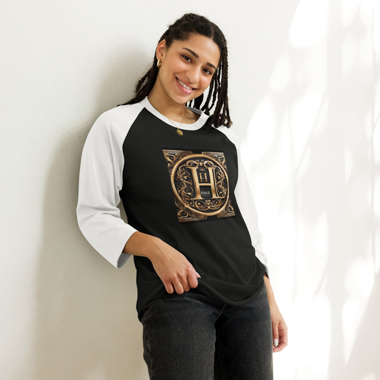 The Lou Collection 3/4 sleeve raglan shirt (White Logo)