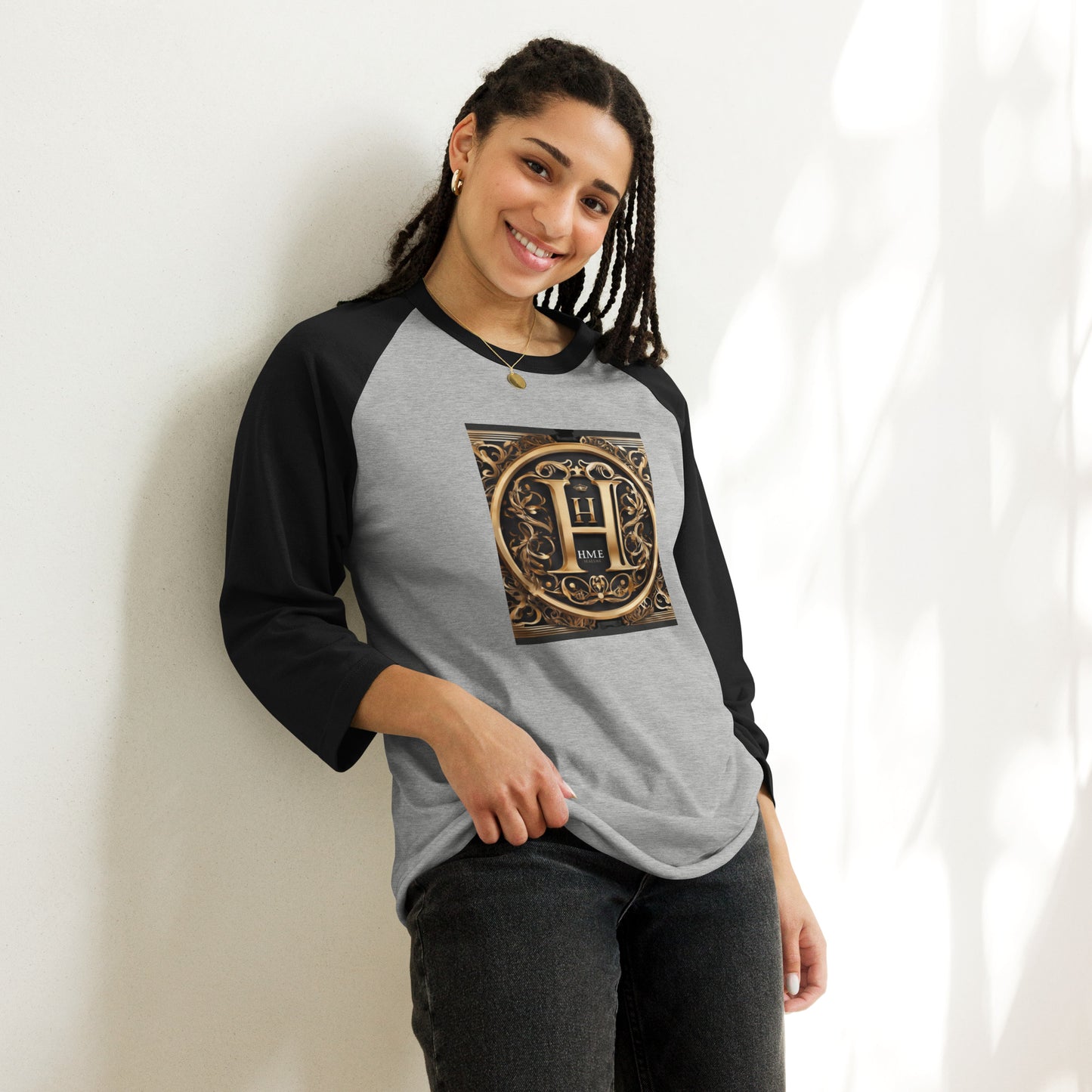 The Lou Collection 3/4 sleeve raglan shirt (White Logo)