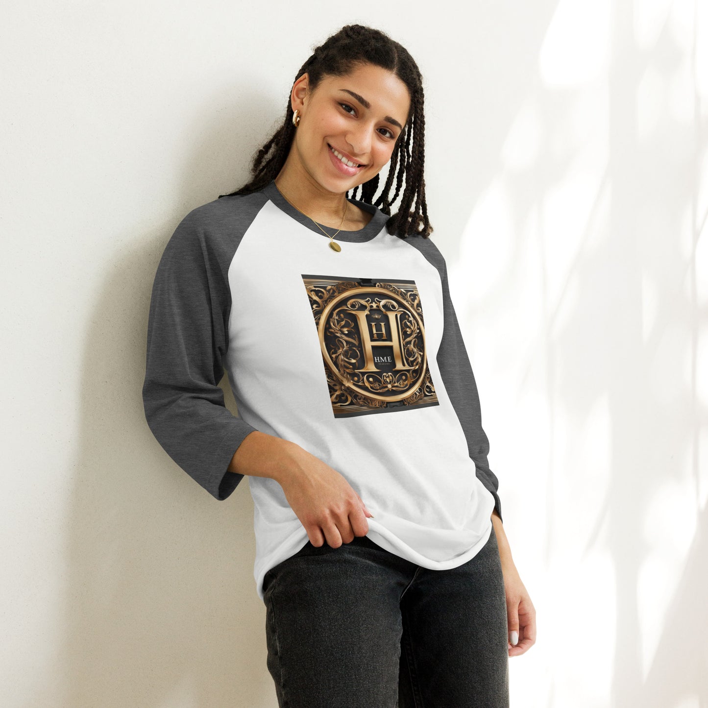 The Lou Collection 3/4 sleeve raglan shirt (White Logo)