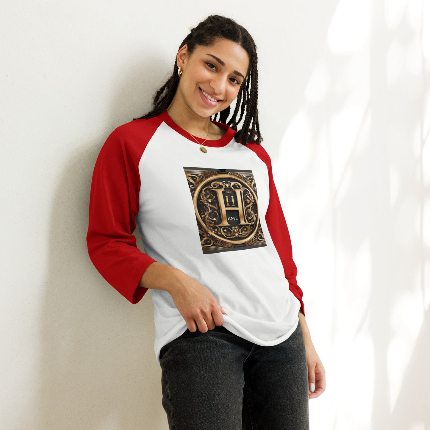 The Lou Collection 3/4 sleeve raglan shirt (White Logo)