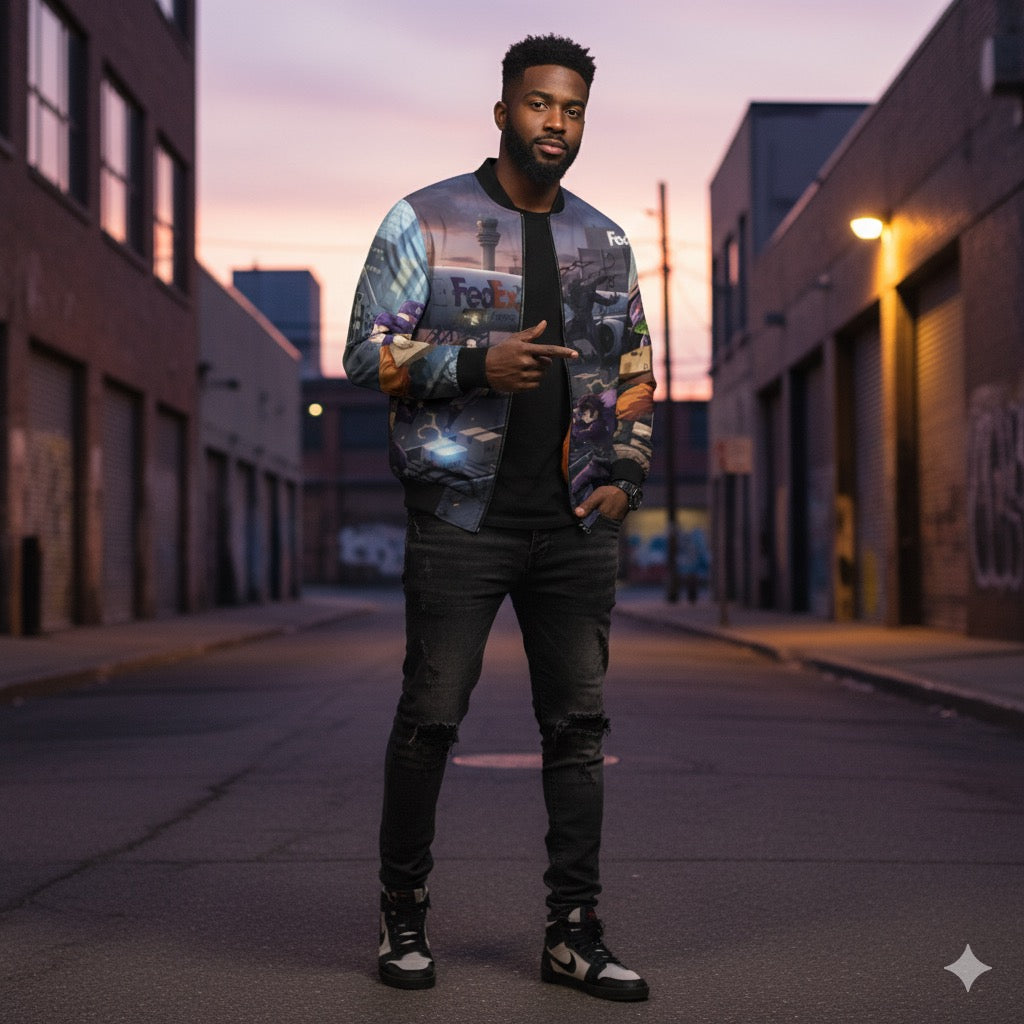 Anime Mashup Men's Bomber Jacket - FedEx Express Design for MEM HUB Fans