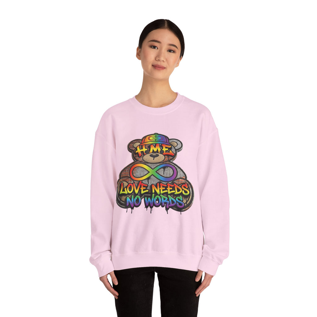 Autism Acceptance Crewneck Sweatshirt — "Socially Awkward? No, I’m Just Buffering" Colorful Puzzle Bear Design