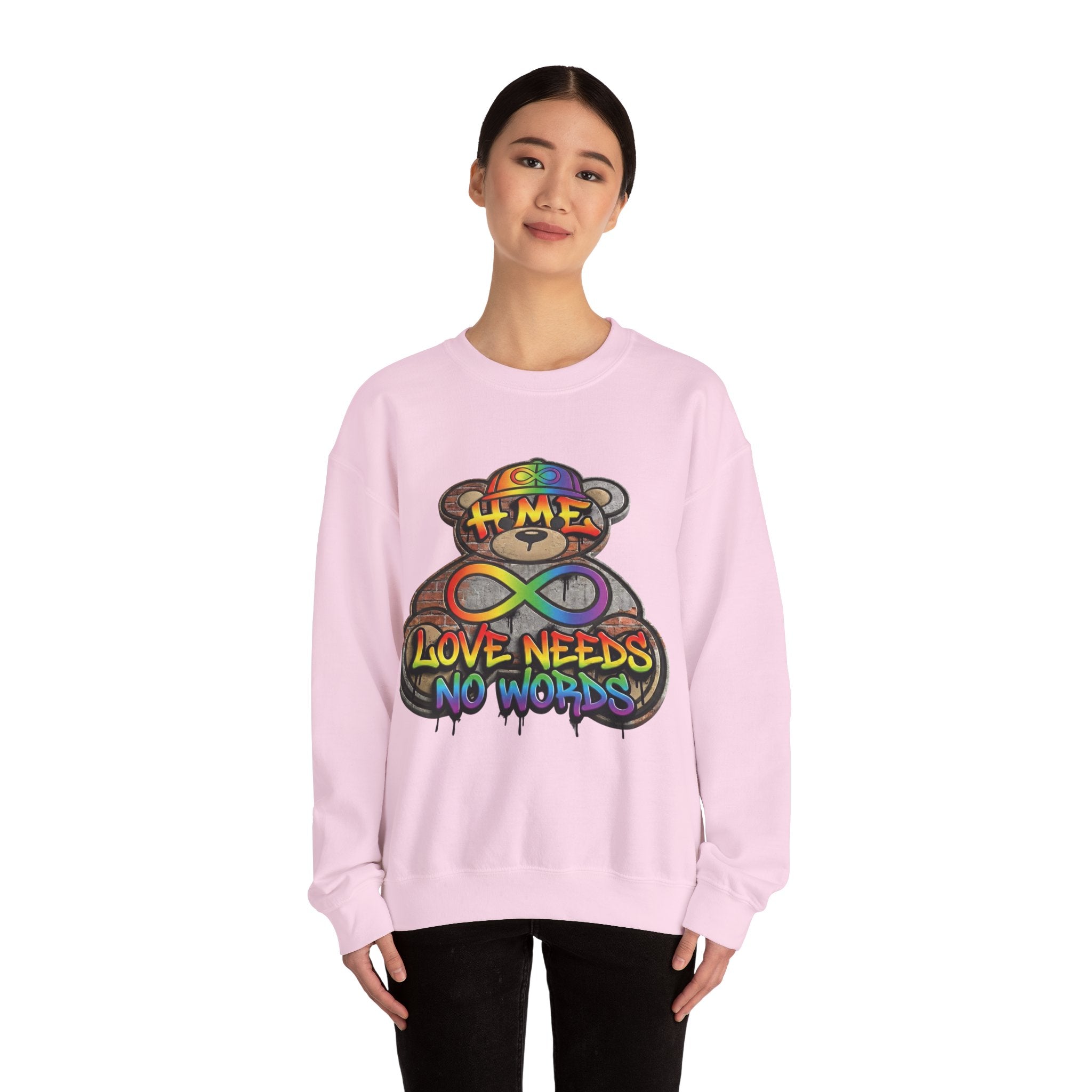 Autism Acceptance Crewneck Sweatshirt — "Socially Awkward? No, I’m Just Buffering" Colorful Puzzle Bear Design