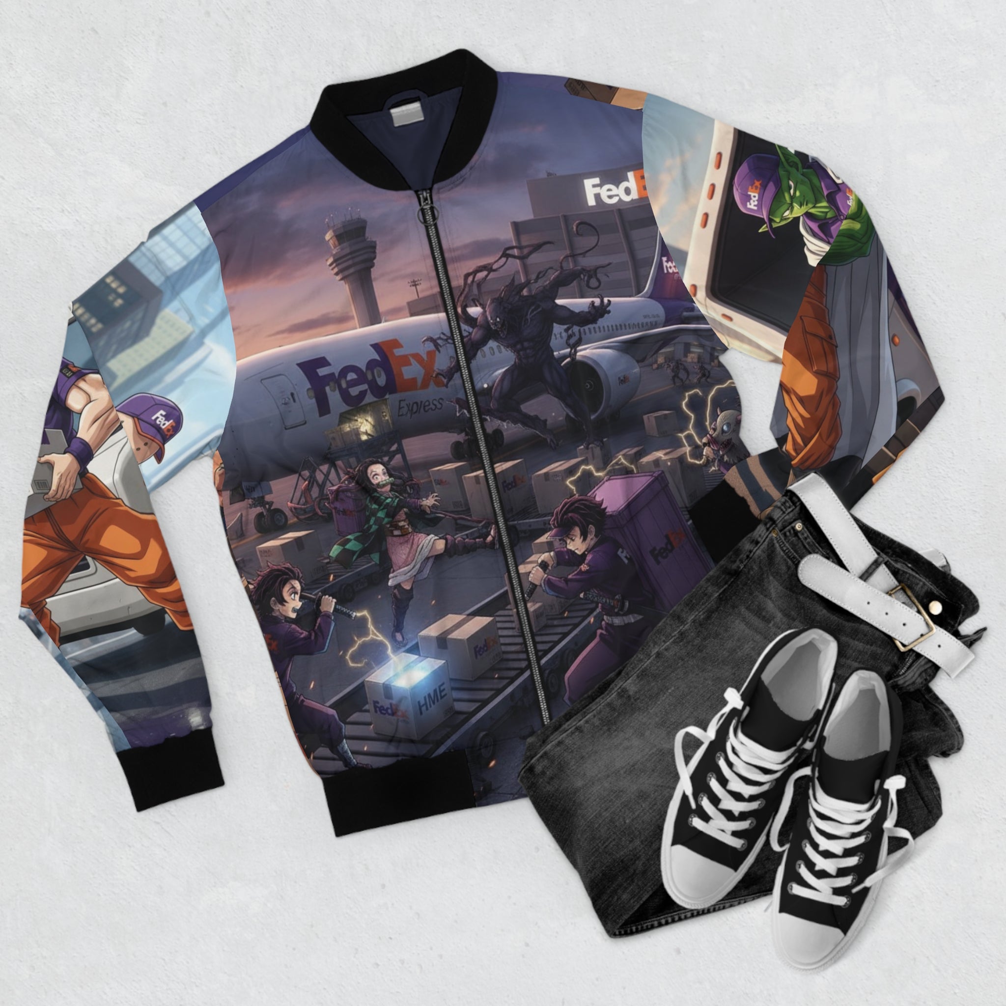 Anime Mashup Men's Bomber Jacket - FedEx Express Design for MEM HUB Fans