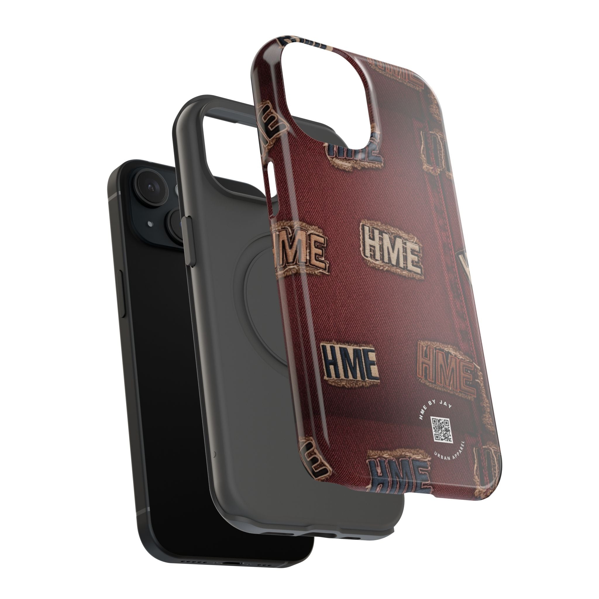 Phone Cases with HME Red Stressed Denim and Patches