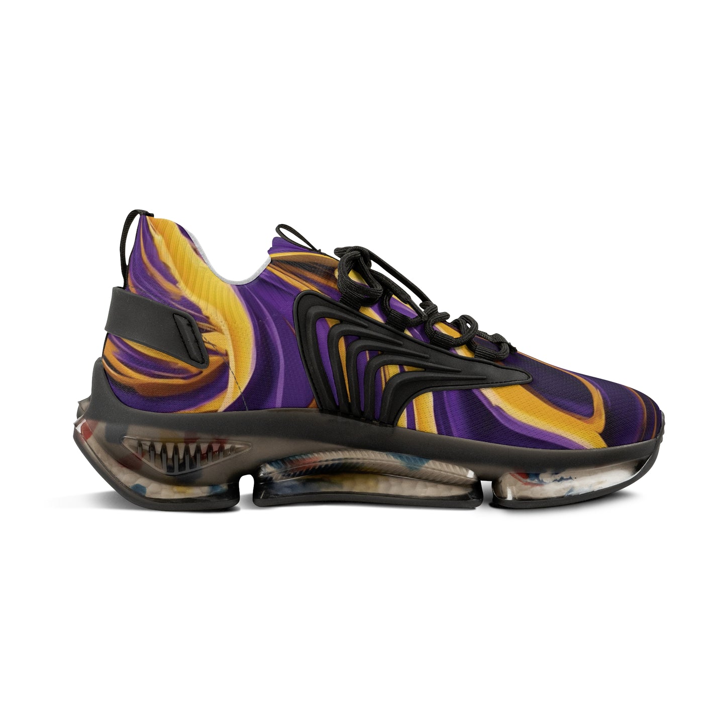 FlexComfort Purple and Gold Men's Mesh Sneakers