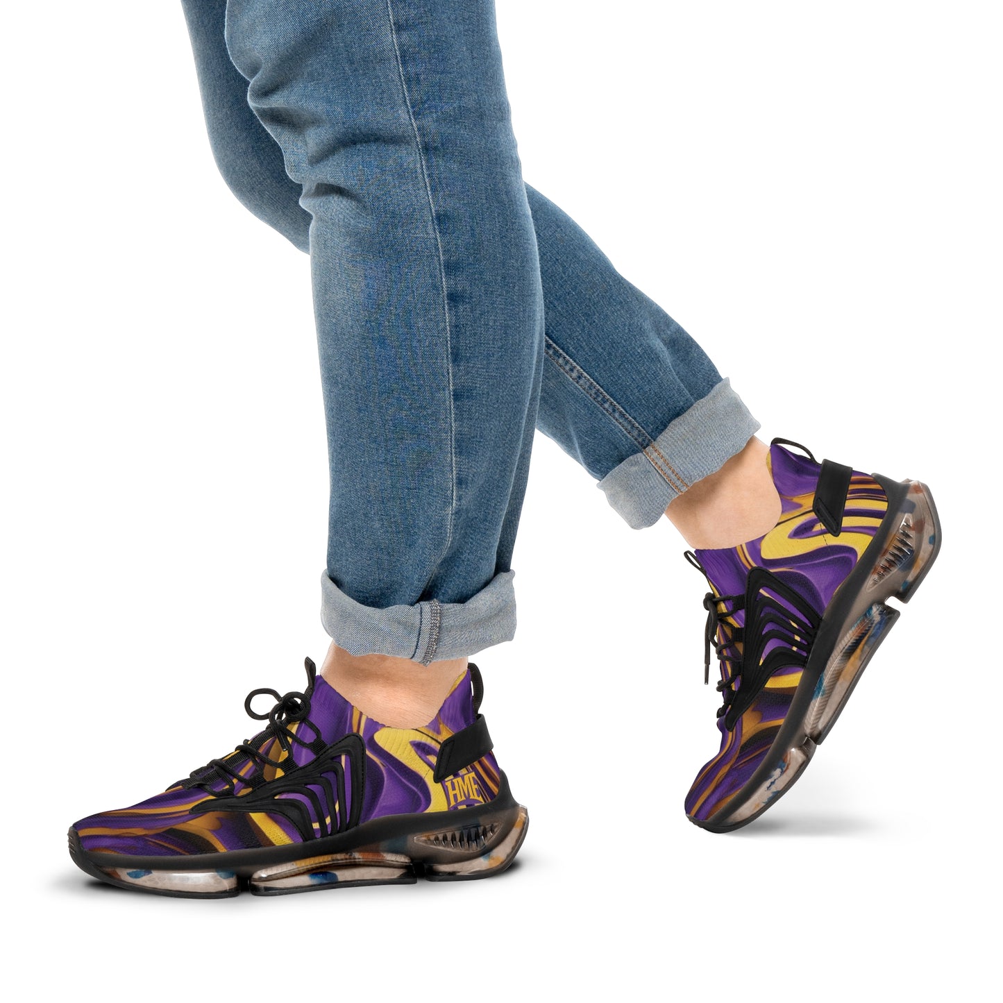 FlexComfort Purple and Gold Men's Mesh Sneakers