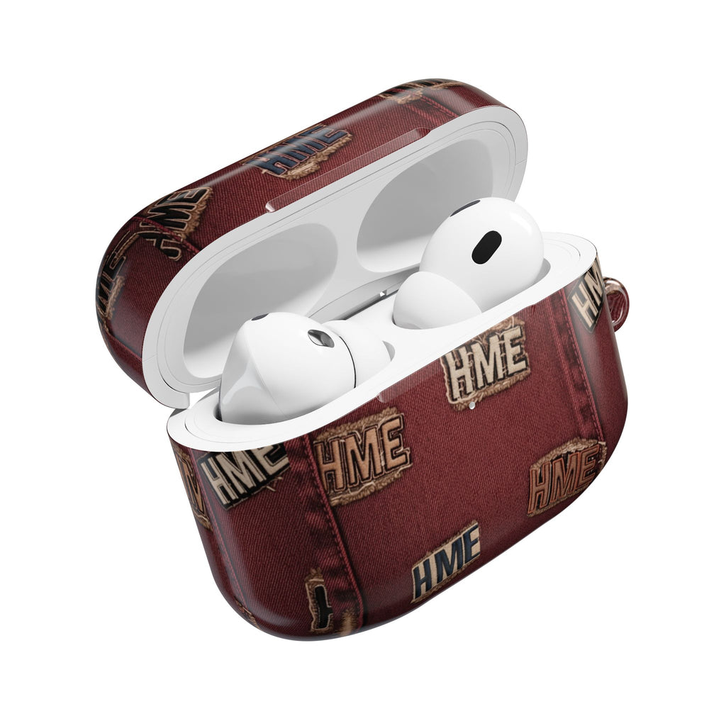 AirPod Case -HME  Stressed Denim with Patches design