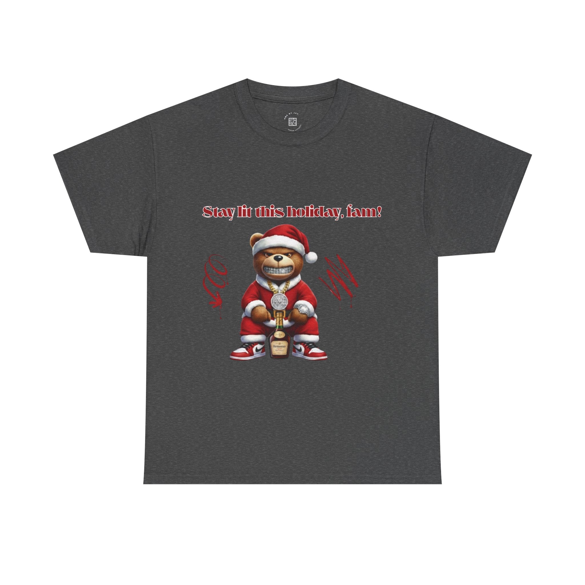 Stay Lit This Holiday, Fam! Santa Teddy Tee – Funny Christmas Graphic T-Shirt