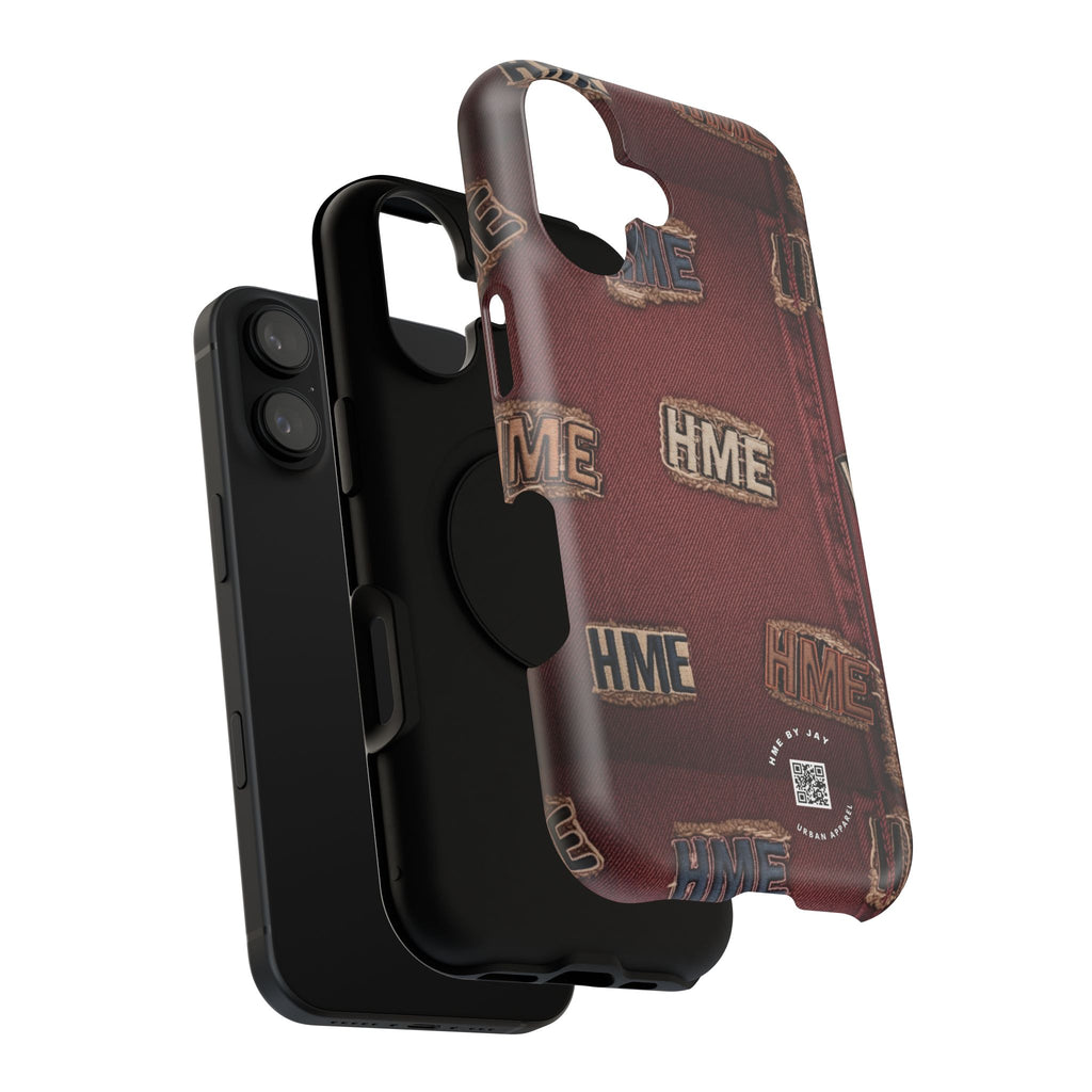 Phone Cases with HME Red Stressed Denim and Patches