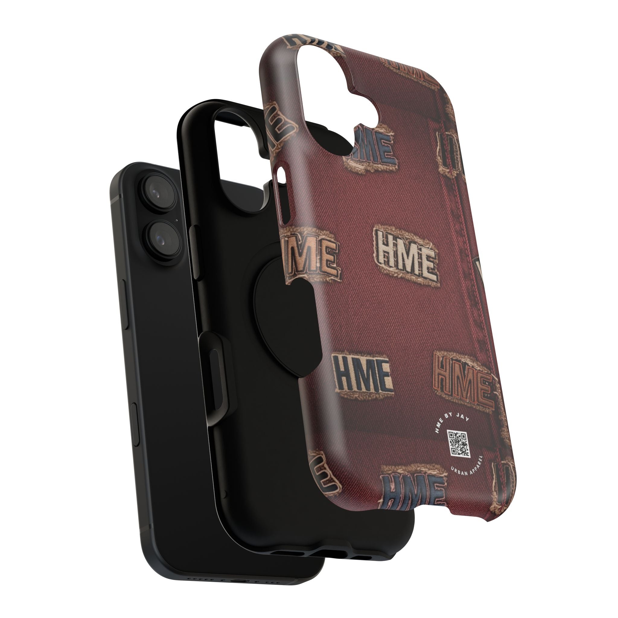 Phone Cases with HME Red Stressed Denim and Patches