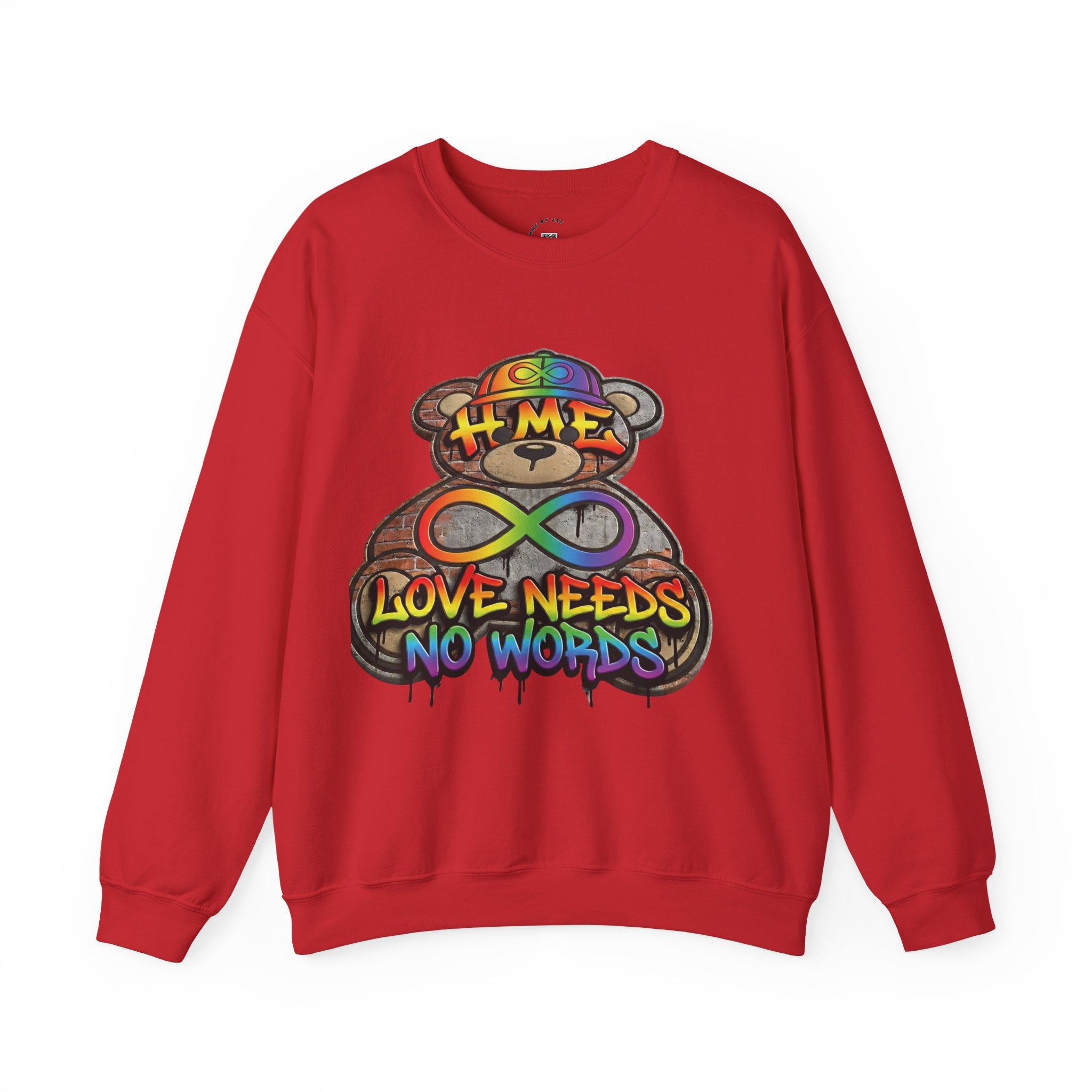 Autism Acceptance Crewneck Sweatshirt — "Socially Awkward? No, I’m Just Buffering" Colorful Puzzle Bear Design