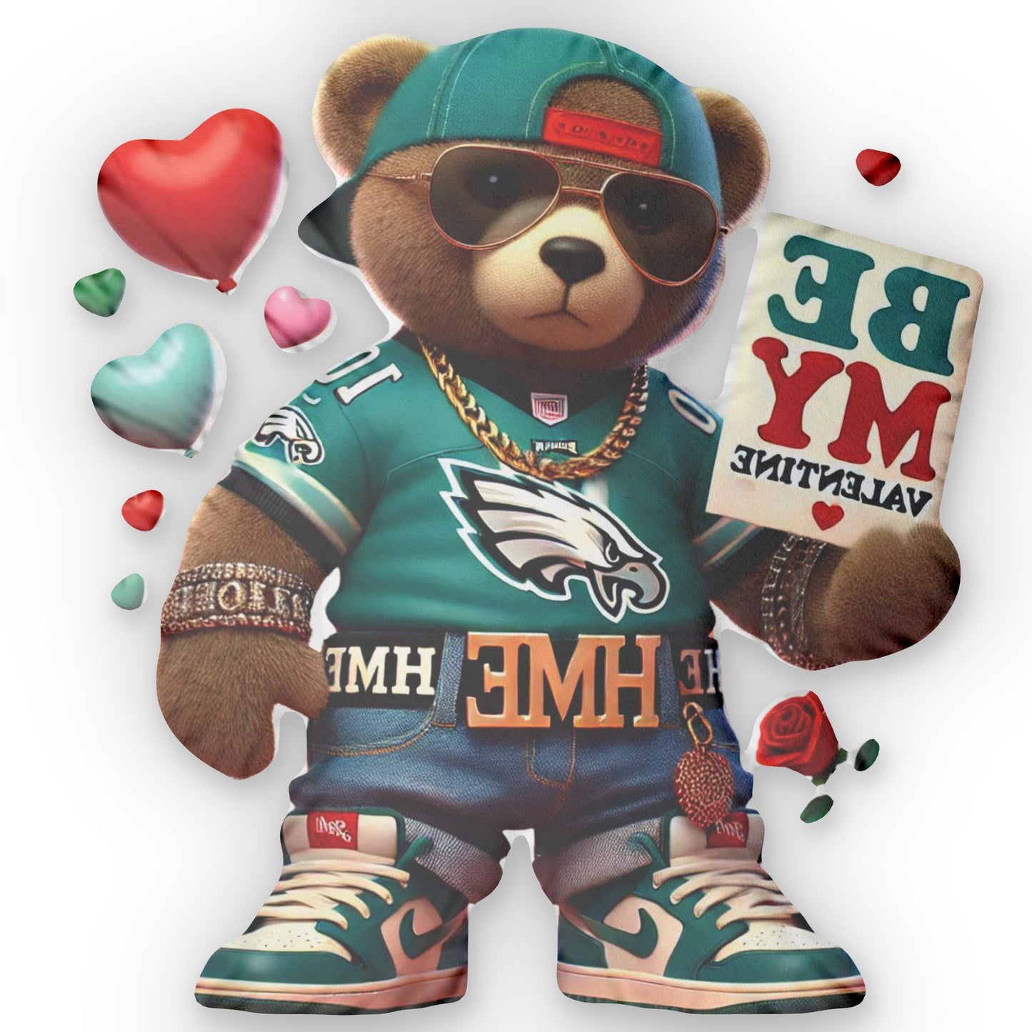 Custom Shaped Pillow - Philadelphia Eagles Be My Valentine Bear by HME