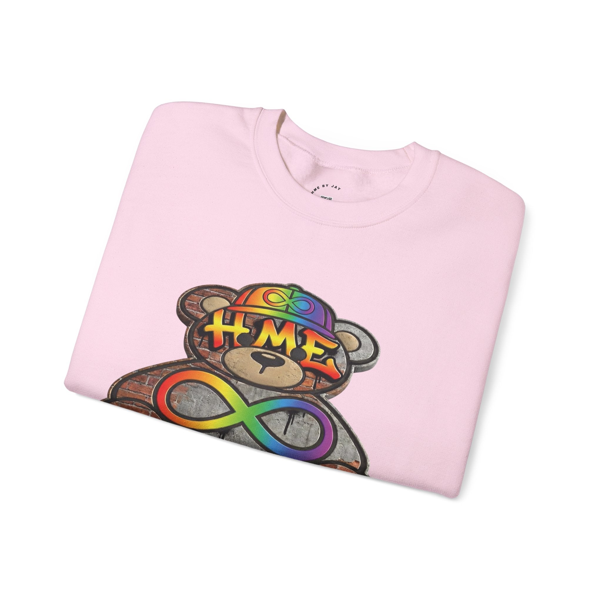 Autism Acceptance Crewneck Sweatshirt — "Socially Awkward? No, I’m Just Buffering" Colorful Puzzle Bear Design