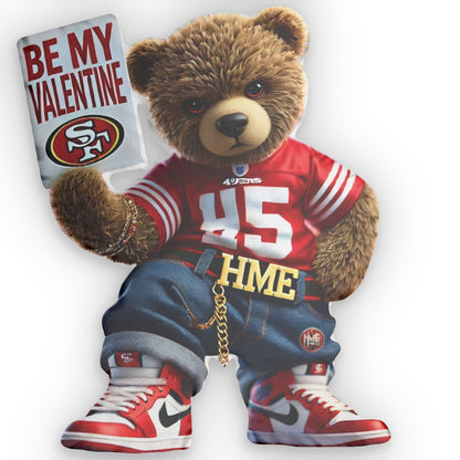 Valentine's Day Custom Shaped Pillows - San Francisco 49ers Be my Valentine Bear by HME