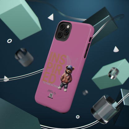 Phone Cases - HME Logo Bear, Inspired to take action light pink