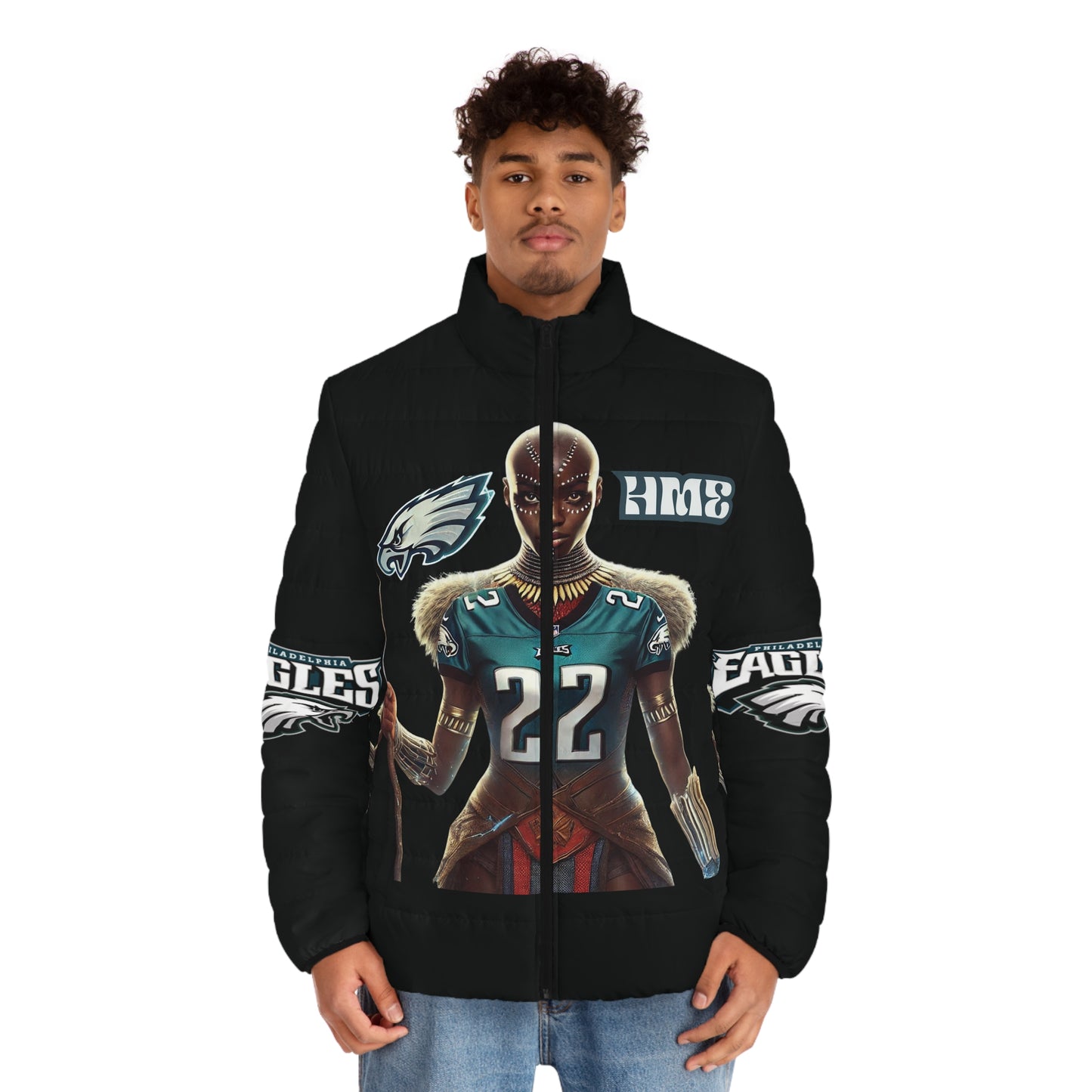 Puffer Jacket - Philadelphia Eagles Wakandan Woman Warrior Design