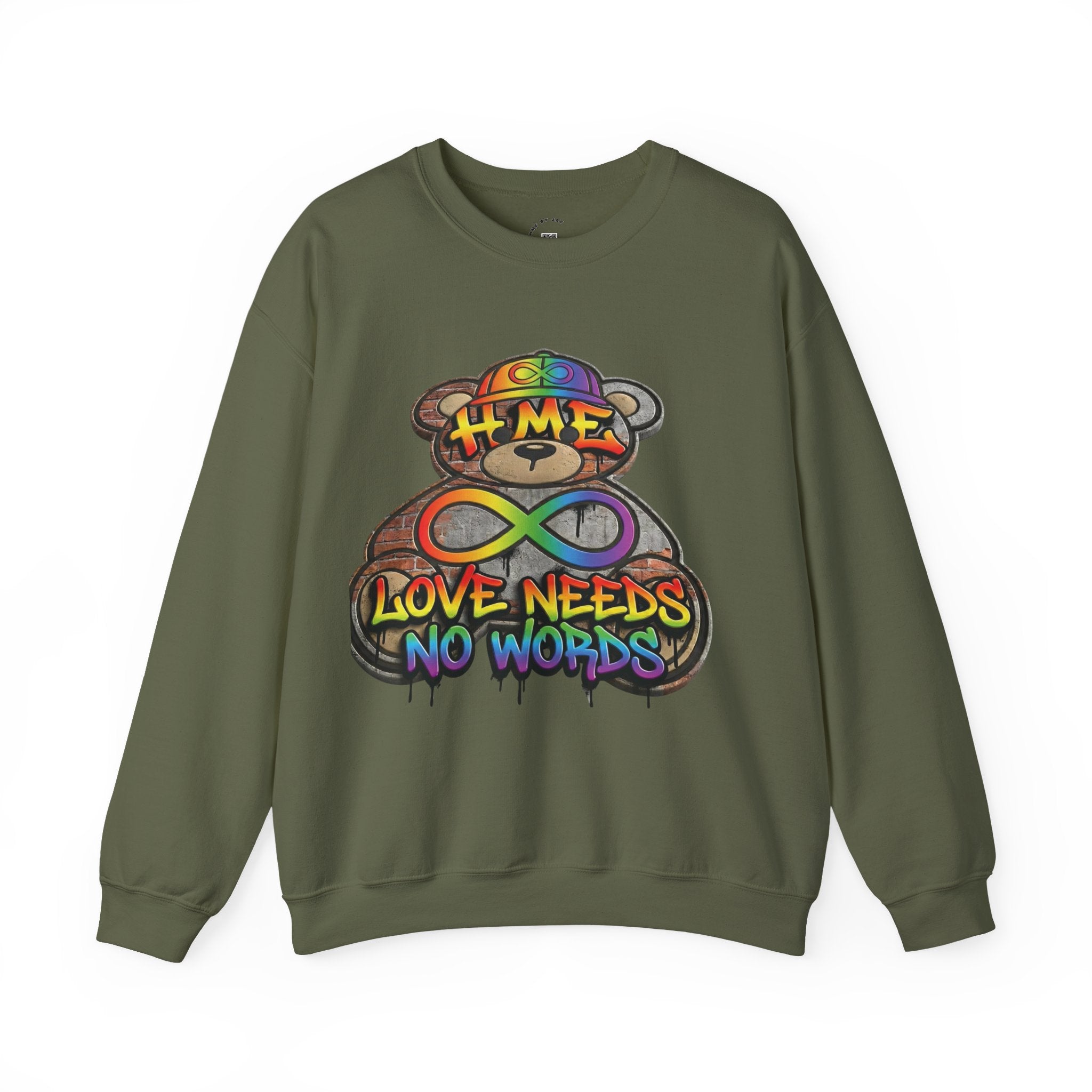 Autism Acceptance Crewneck Sweatshirt — "Socially Awkward? No, I’m Just Buffering" Colorful Puzzle Bear Design