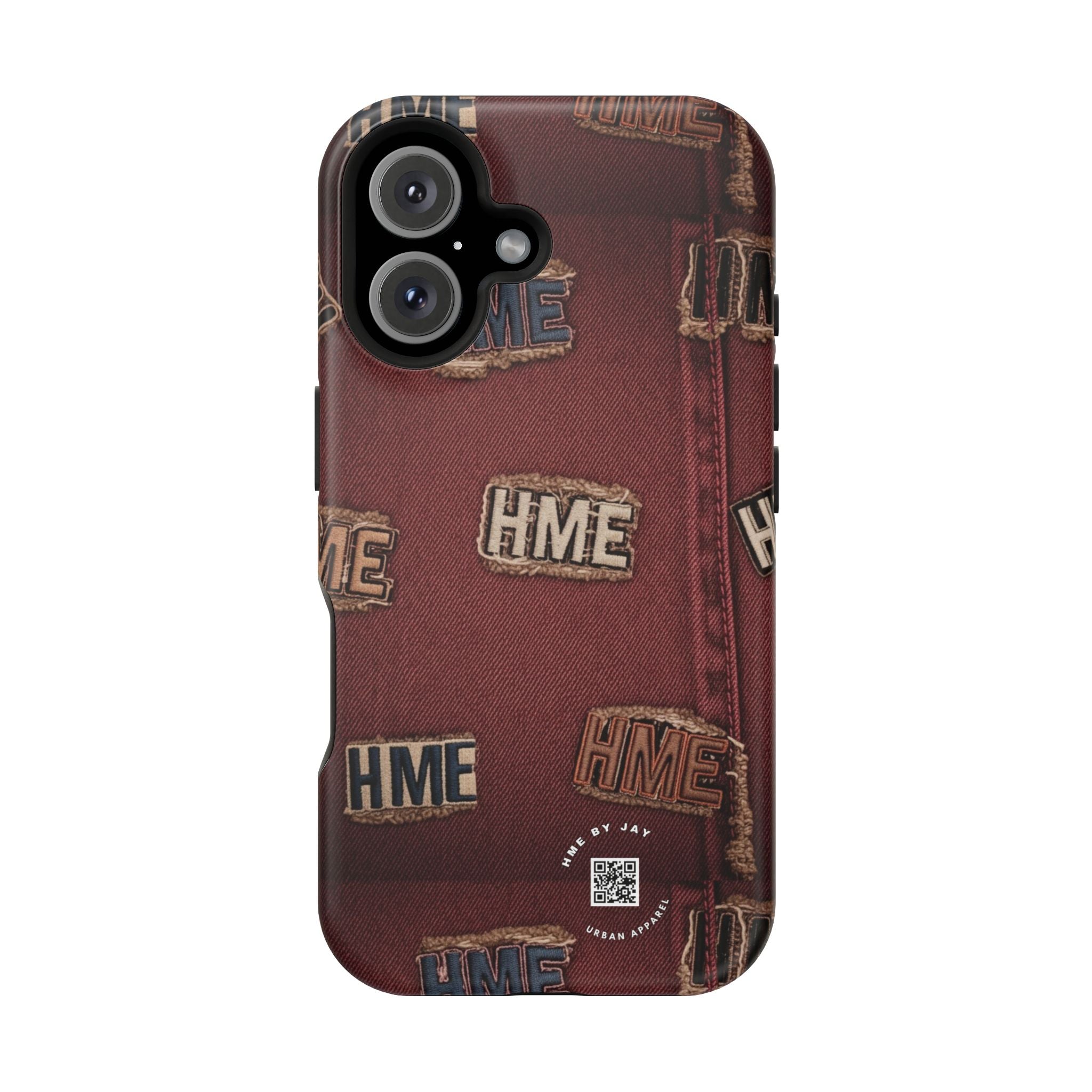 Phone Cases with HME Red Stressed Denim and Patches