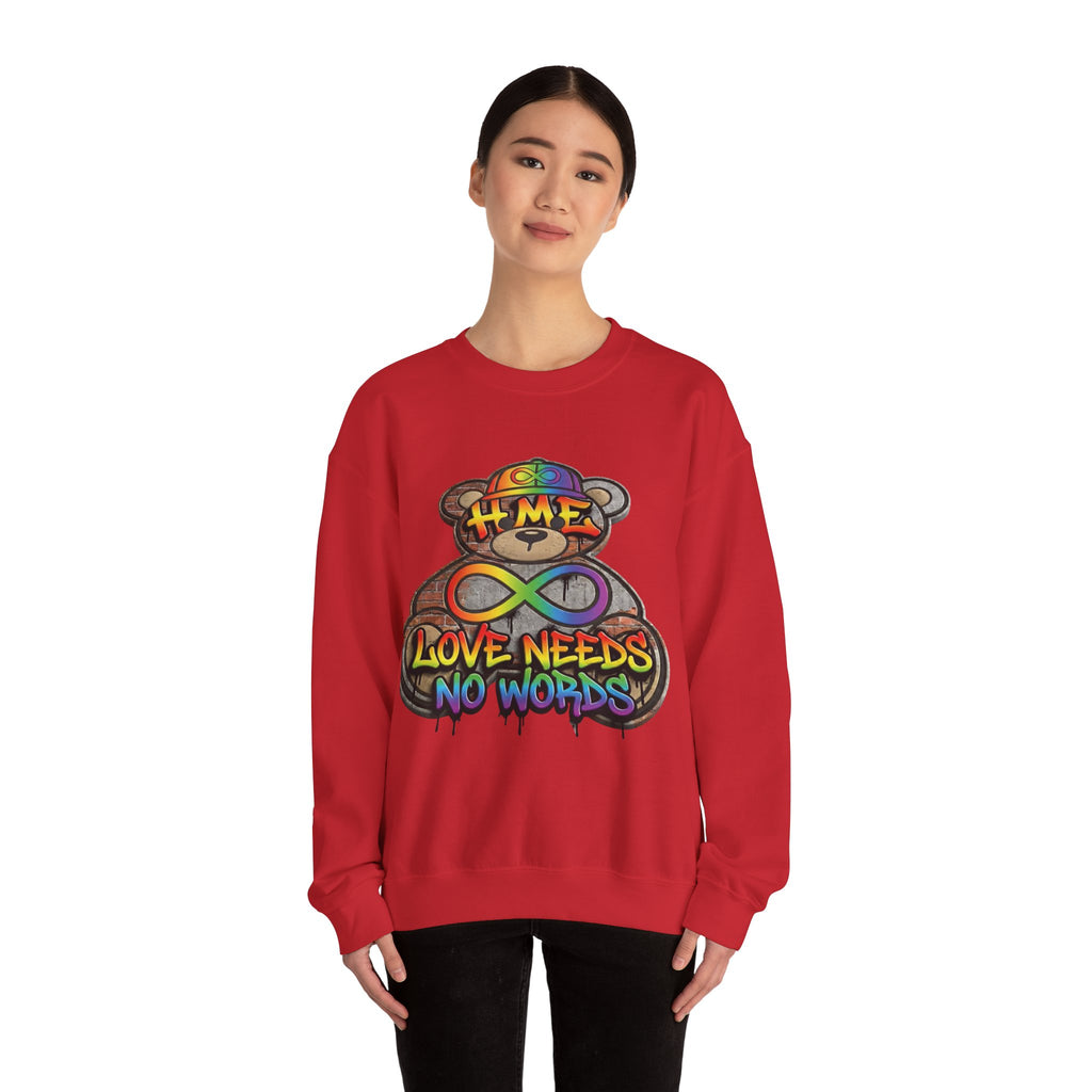 Autism Acceptance Crewneck Sweatshirt — "Socially Awkward? No, I’m Just Buffering" Colorful Puzzle Bear Design