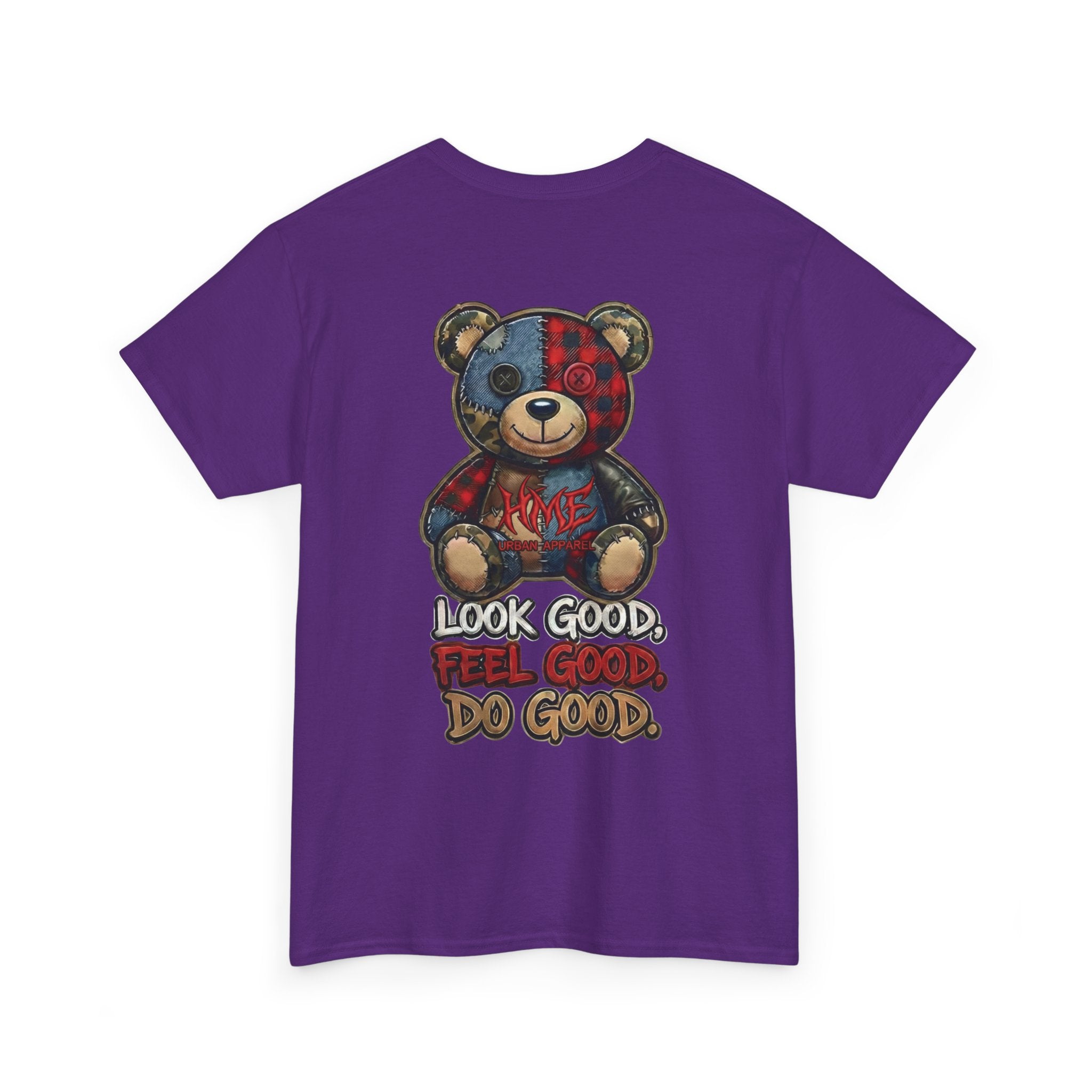 Graphic Teddy Bear Tee — "Look Good, Feel Good, Do Good" Cotton T-Shirt