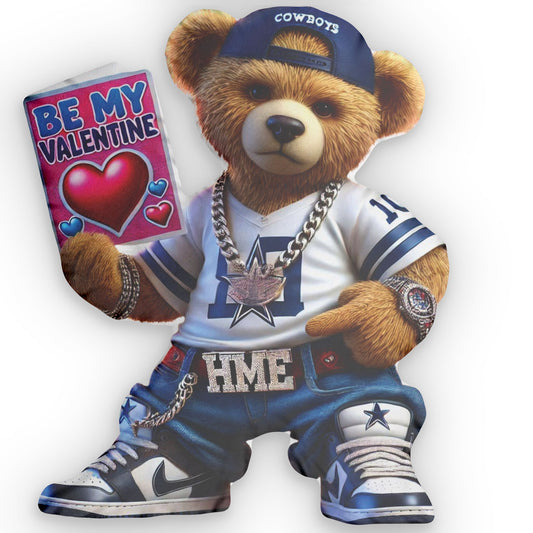 Custom Shaped Pillows - Dallas Cowboys Be my Valentine Bear by HME