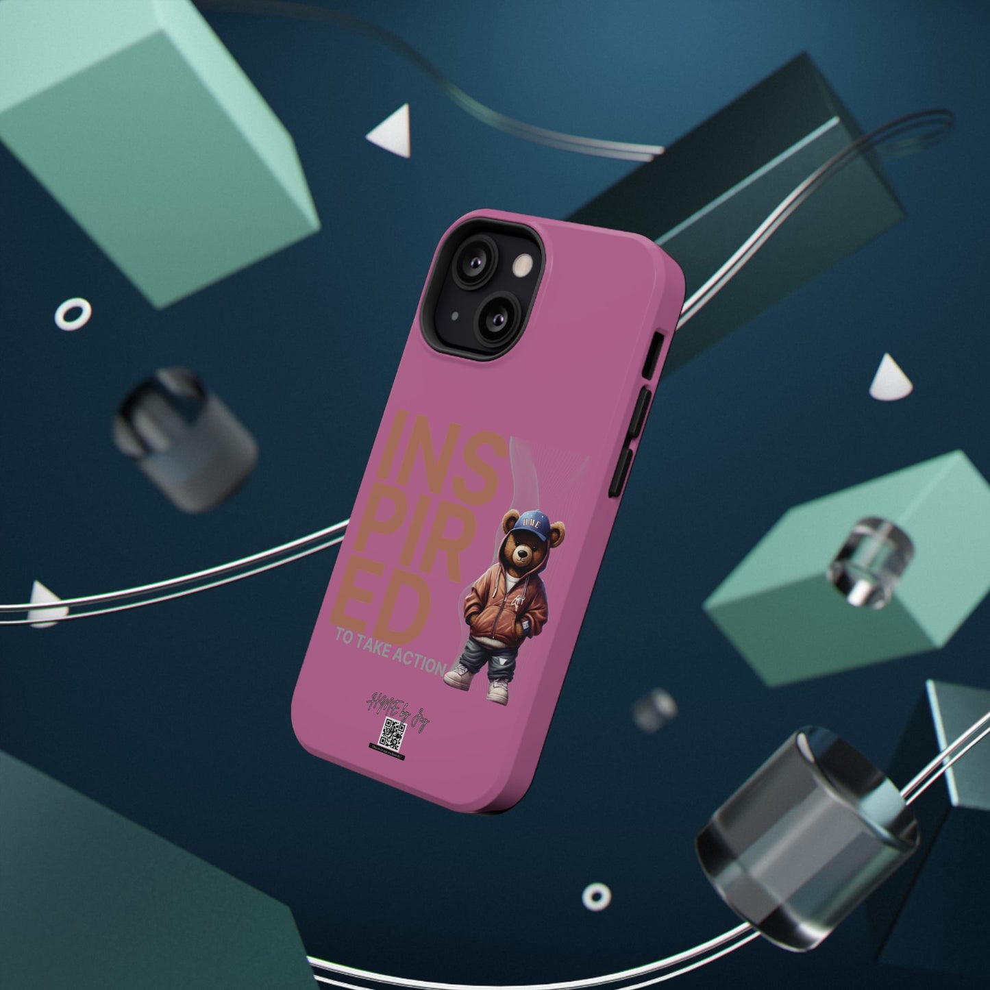 Phone Cases - HME Logo Bear, Inspired to take action light pink