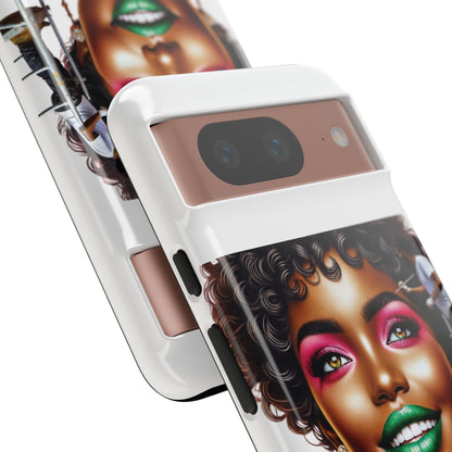 Phone Case - Ahnye's Melanin Collection Devine 9, AKA creation of beauty (White)