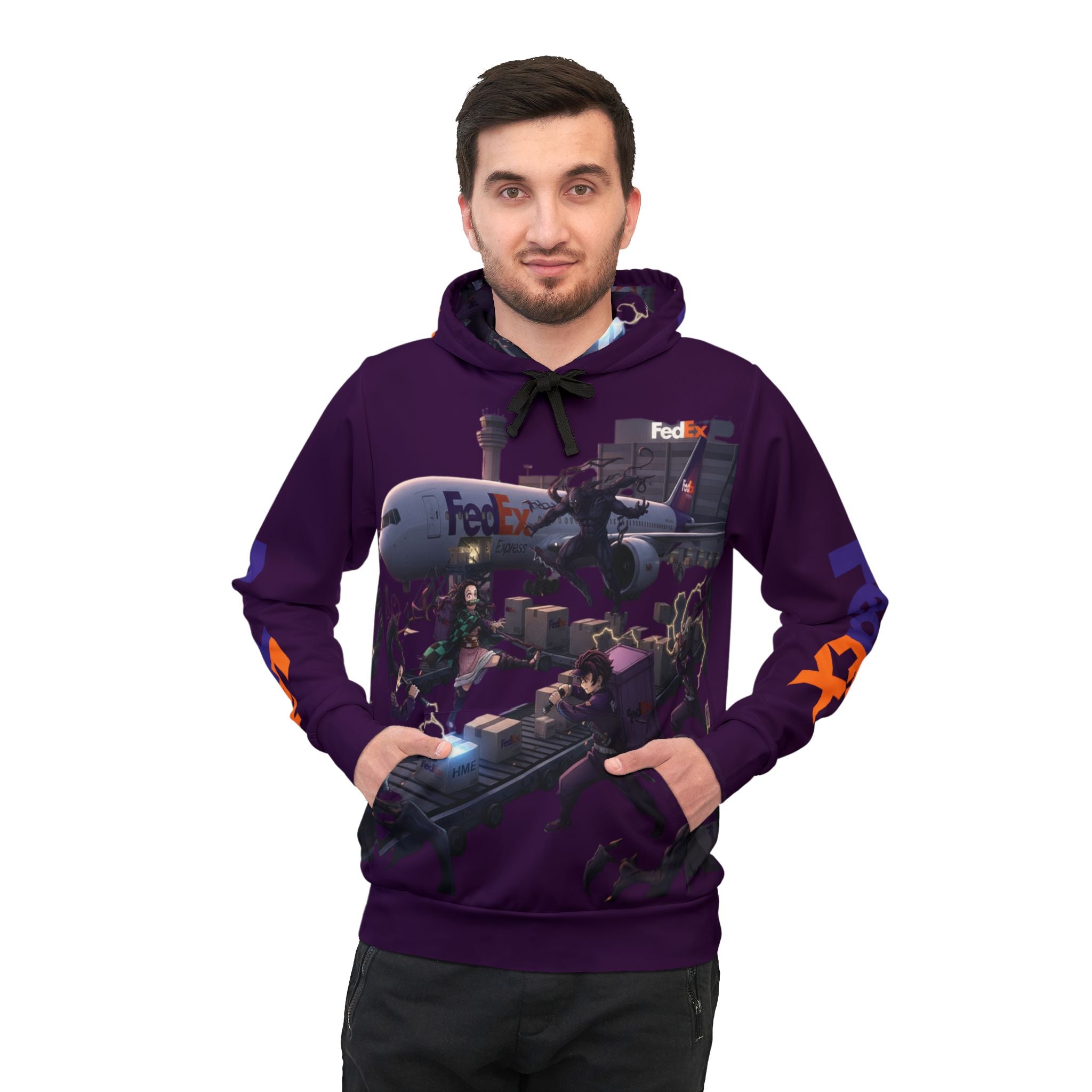 Anime Hoodie - Demon Slayer & FedEx Crossover Design