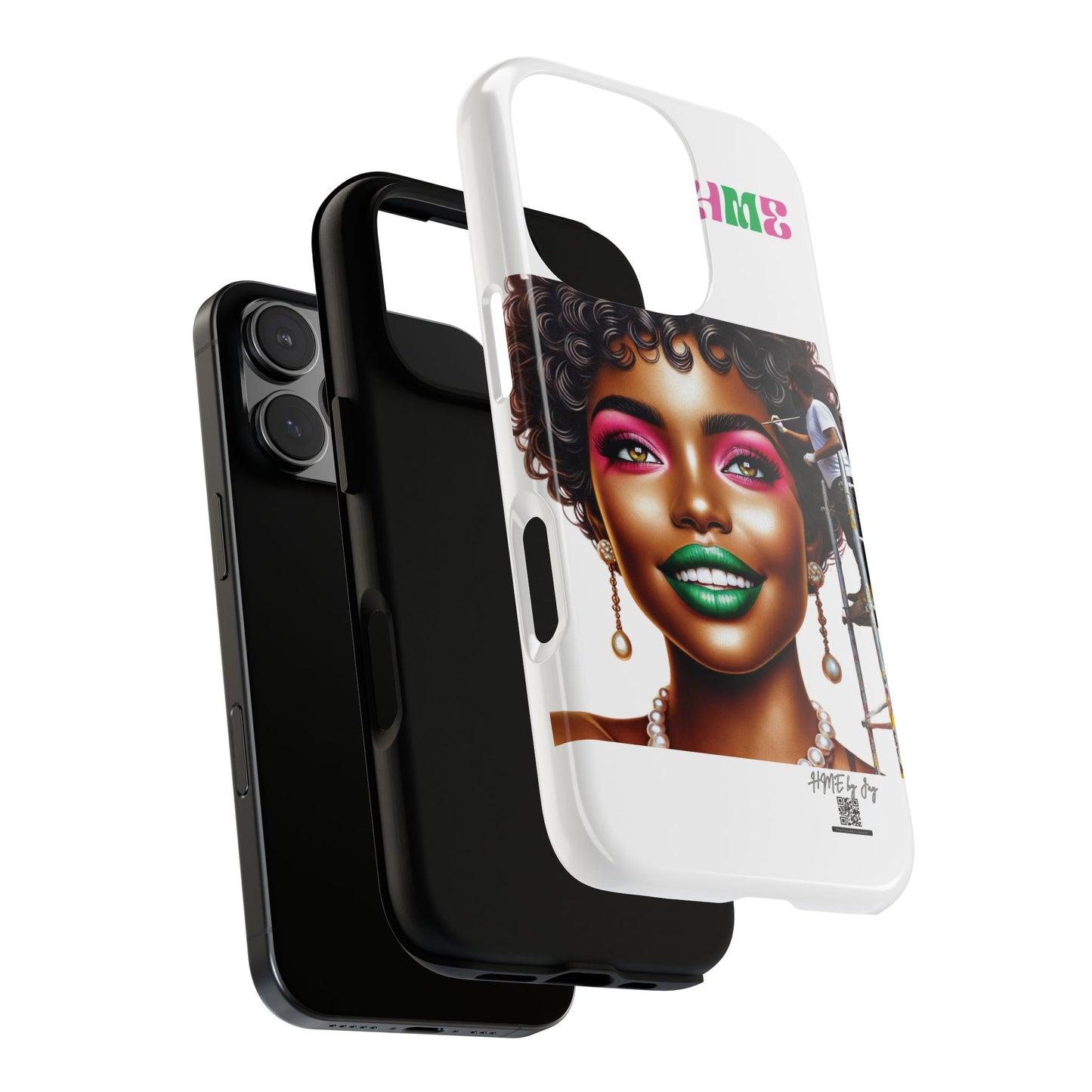 Phone Case - Ahnye's Melanin Collection Devine 9, AKA creation of beauty (White)