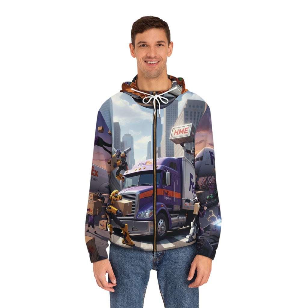 Full-Zip Hoodie - Classic Anime and Cartoon FedEx Design