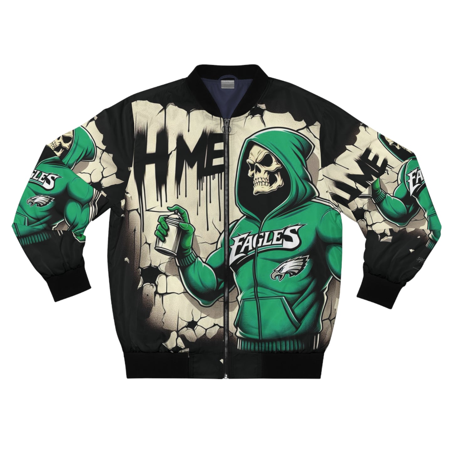 Bomber Jacket - Skeletor Philadelphia Eagles Retro Cartoon Design