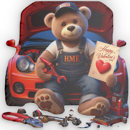 Valentine Auto Mechanic Bear Pillow