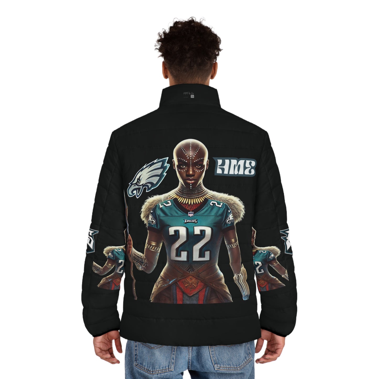 Puffer Jacket - Philadelphia Eagles Wakandan Woman Warrior Design