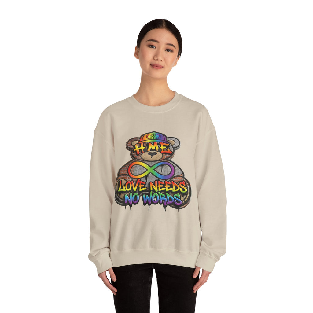 Autism Acceptance Crewneck Sweatshirt — "Socially Awkward? No, I’m Just Buffering" Colorful Puzzle Bear Design