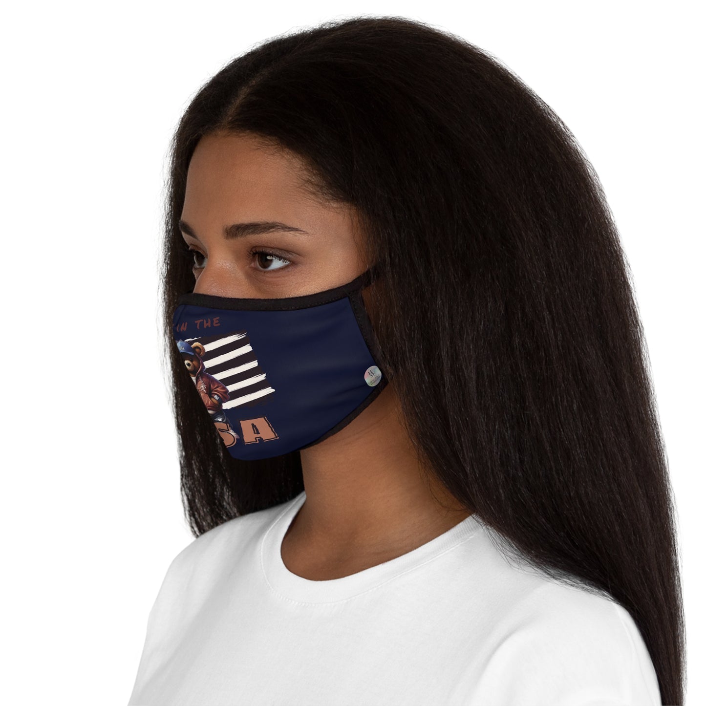 HME Bear Logo Dark Navy Blue Fitted 2 layer Polyester Face Mask