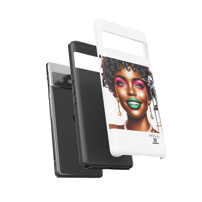 Phone Case - Ahnye's Melanin Collection Devine 9, AKA creation of beauty (White)