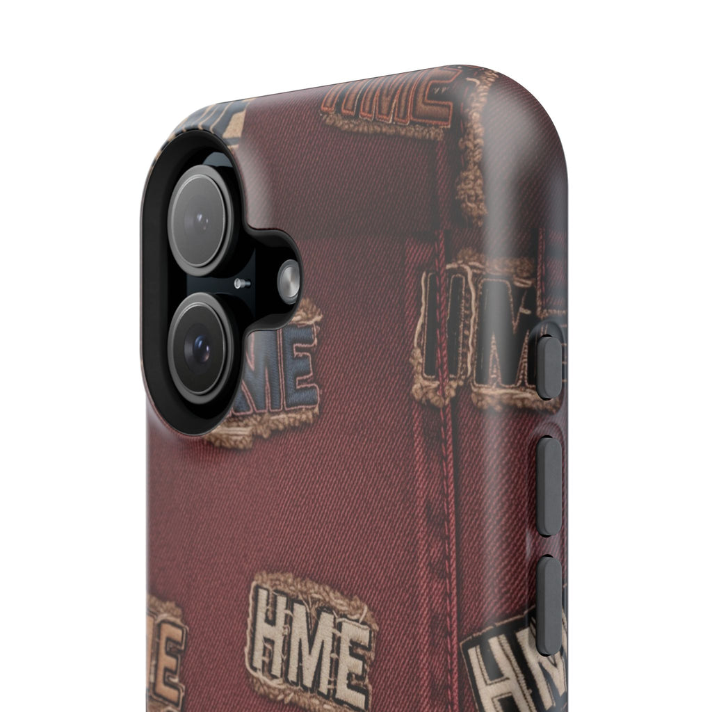 Phone Cases with HME Red Stressed Denim and Patches